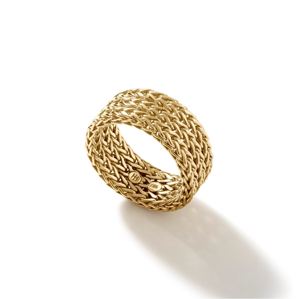 John Hardy 18K Gold Icon Link Woven Band Ring (NEW)